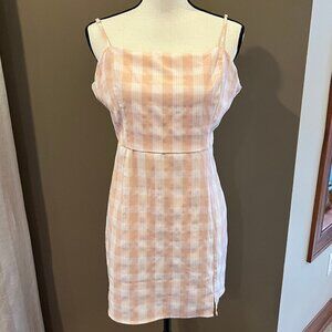 Women's BP Nordstrom, Peach/Salmon & White mini Sundress,Size Large